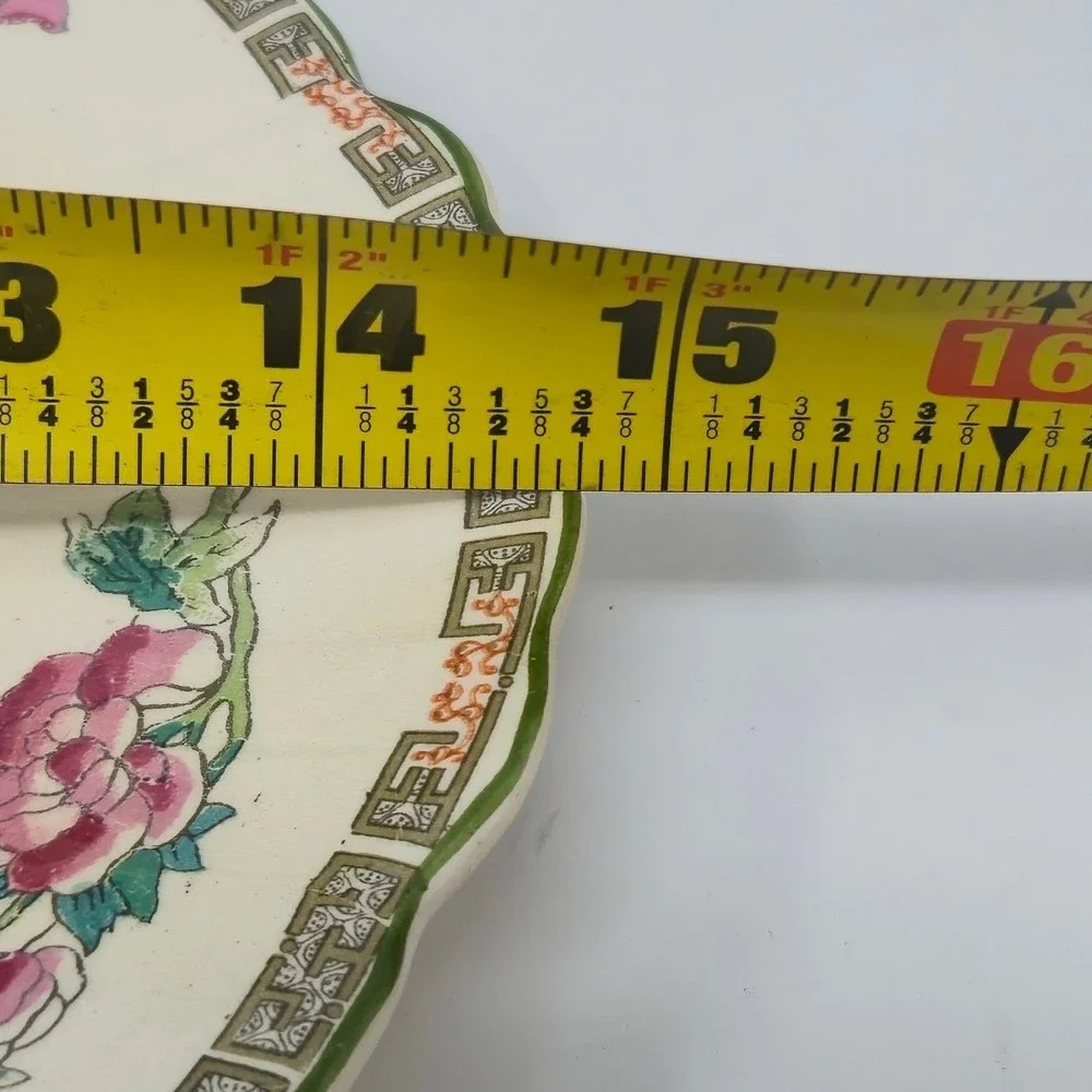 Vintage Myott Staffordshire England Floral Tree Oval Platter 14.75